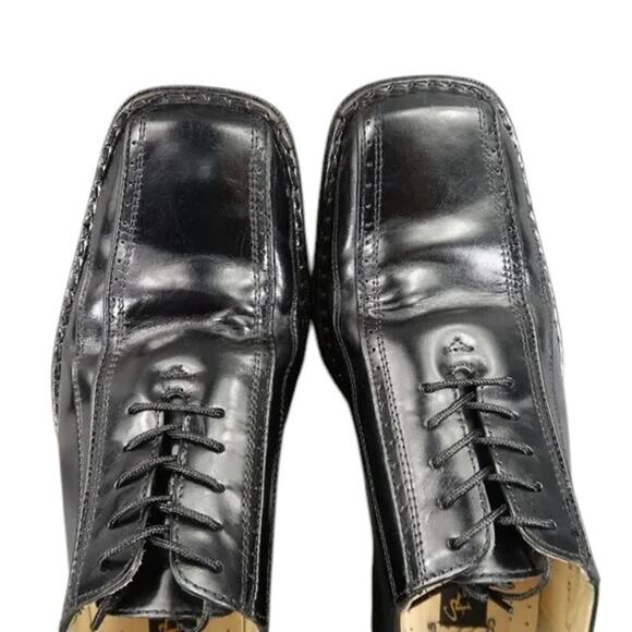 Stacy Adams Shoes Mens 7.5 Oxford Square Bicycle Toe Leather Retro Classic Black - Picture 9 of 16